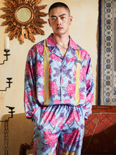 Men's Flowered All Over Print Long PJ Set