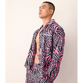 Men's Pink Leopard Tiger Print Long PJ Set