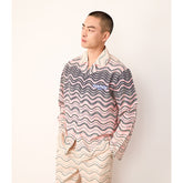 Men's Wave Gradient Color Horizontal Stripe Long PJ Set