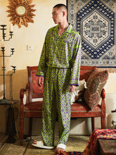 Men's Geometric Pattern All Over Print Long PJ Set