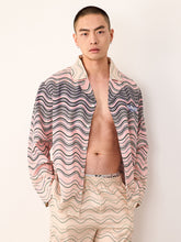 Men's Wave Gradient Color Horizontal Stripe Long PJ Set