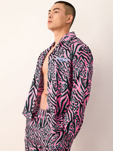 Men's Pink Leopard Tiger Print Long PJ Set
