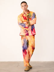 Men's Watercolor Swoosh Fantasy Print Long PJ Set