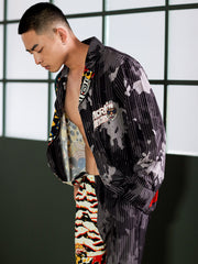 Men's Tigers Print Color Block Long PJ Set