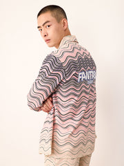 Men's Wave Gradient Color Horizontal Stripe Long PJ Set