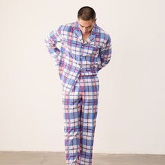 Men's Classic Check Patterns Long PJ Set