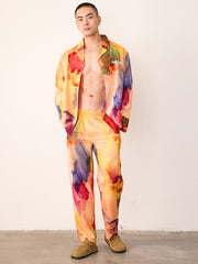 Men's Watercolor Swoosh Fantasy Print Long PJ Set