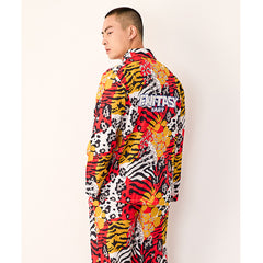 Men's Leopard Tiger Color Block Print Long PJ Set