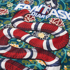 Men's Lotus Snake Pattern Print Long PJ Set