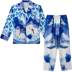 Men's Cranes Print Long PJ Set