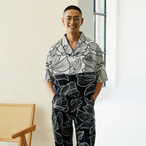 Men's Flowered Color Block Long PJ Set