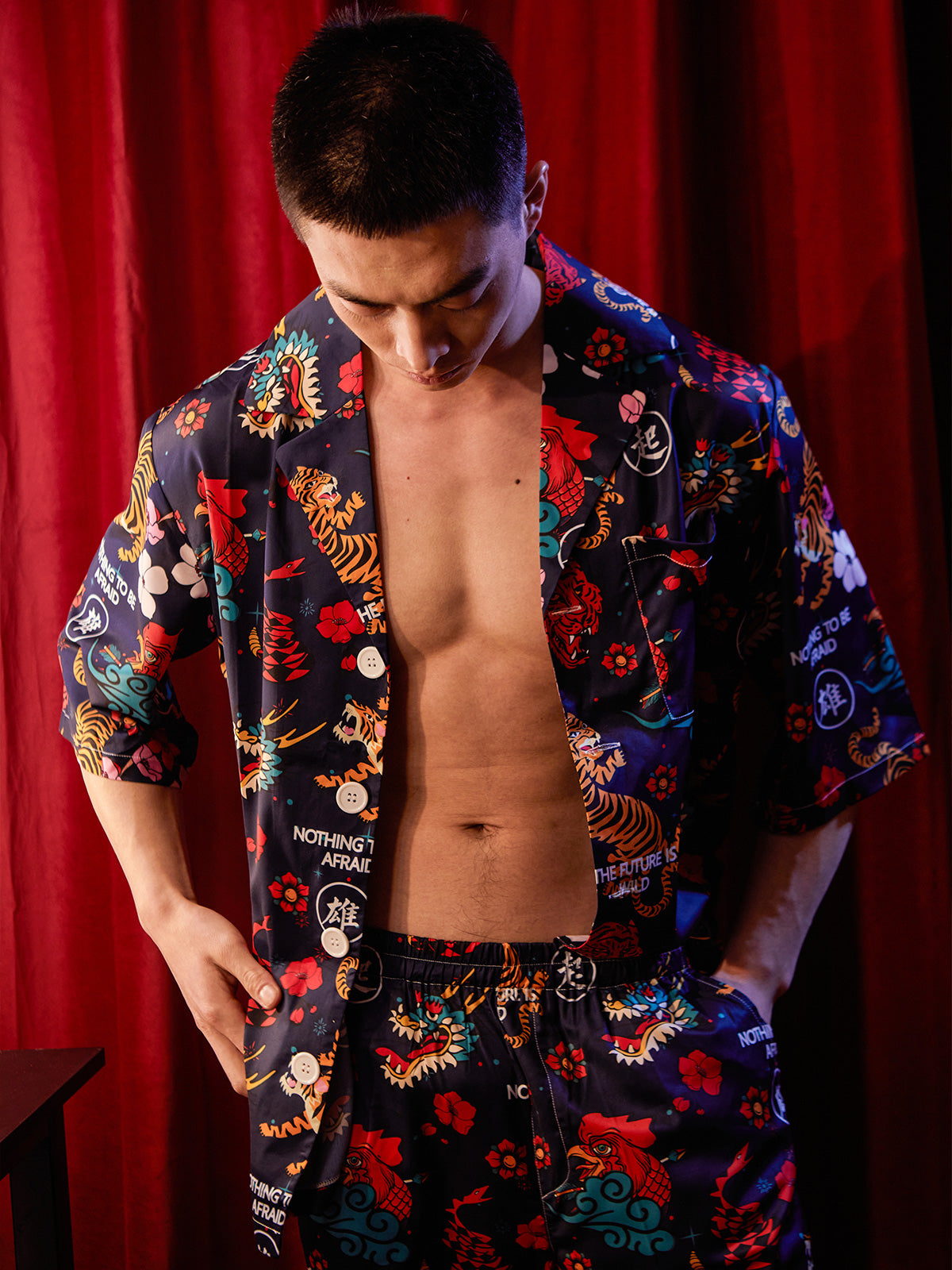 Men's Traditional Pattern All Over Print Long PJ Set