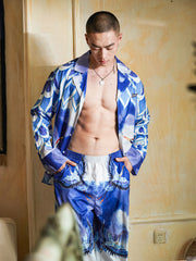 Men's Cranes Print Long PJ Set