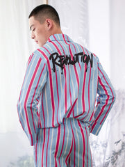 Men's Horizontal Stripe Long PJ Set