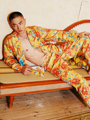 Men's Dragon Phoenix Patterns Long PJ Set