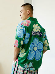 Men's Cartoon Flower Checked Long PJ Set