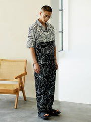 Men's Flowered Color Block Long PJ Set