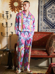 Men's Flowered All Over Print Long PJ Set