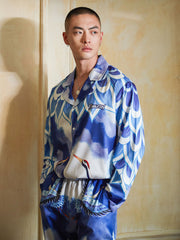 Men's Cranes Print Long PJ Set