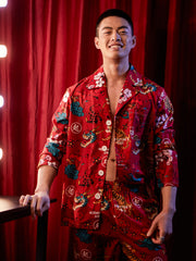 Men's Traditional Pattern All Over Print Long PJ Set