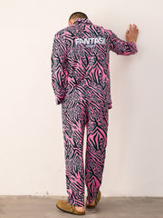 Men's Pink Leopard Tiger Print Long PJ Set
