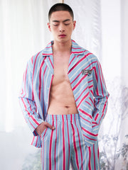 Men's Horizontal Stripe Long PJ Set