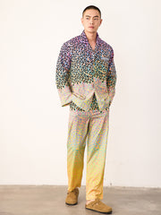 Men's Fluorescent Leopard Color Block Long PJ Set