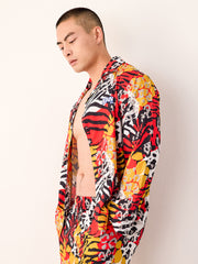 Men's Leopard Tiger Color Block Print Long PJ Set