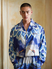 Men's Cranes Print Long PJ Set