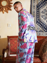 Men's Flowered All Over Print Long PJ Set