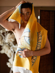 Original Hand-Drawn Martin Banana Quick-Dry Bath Towel - 100% Polyester, Funny & Naughty Design