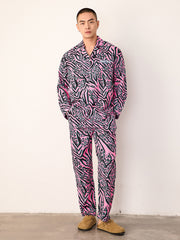 Men's Pink Leopard Tiger Print Long PJ Set