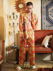 Men's Dragon Phoenix Patterns Long PJ Set