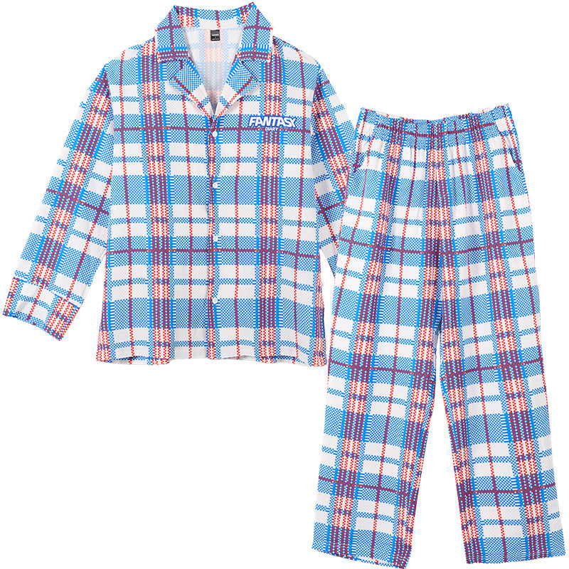 Men's Classic Check Patterns Long PJ Set