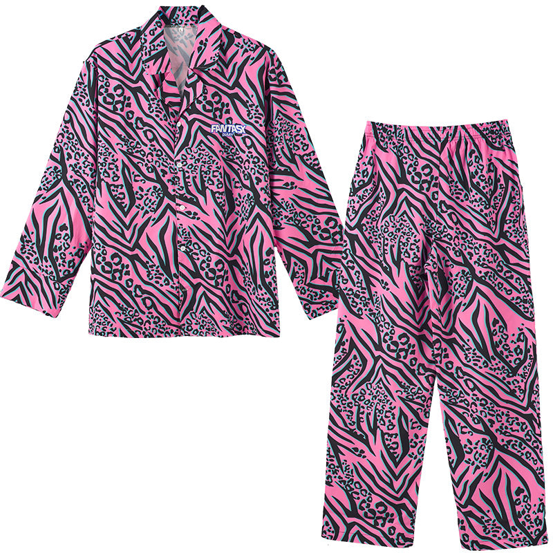 Men's Pink Leopard Tiger Print Long PJ Set