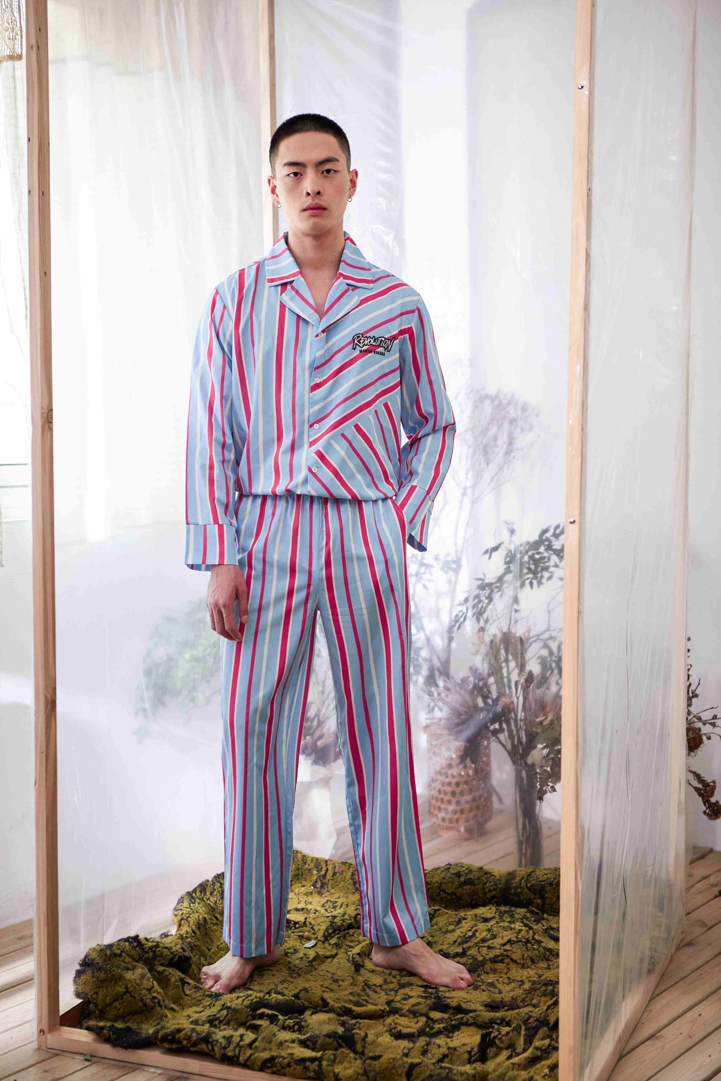 Men's Horizontal Stripe Long PJ Set