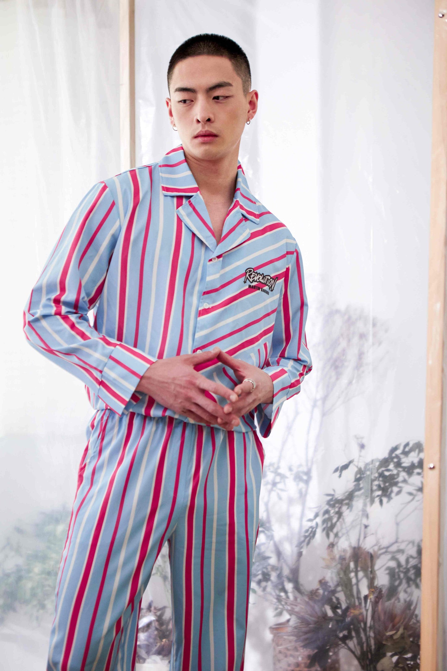 Men's Horizontal Stripe Long PJ Set