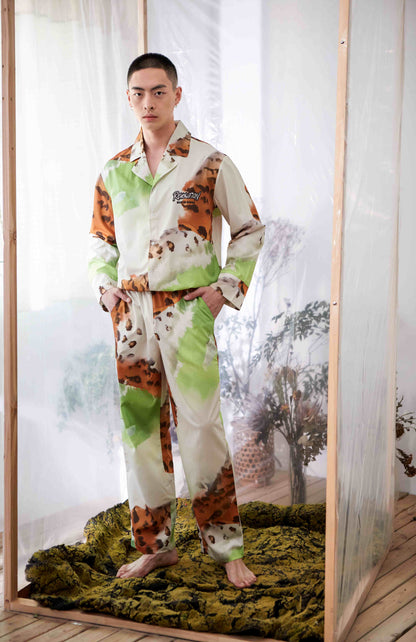 Men's Leopard Print Long PJ Set