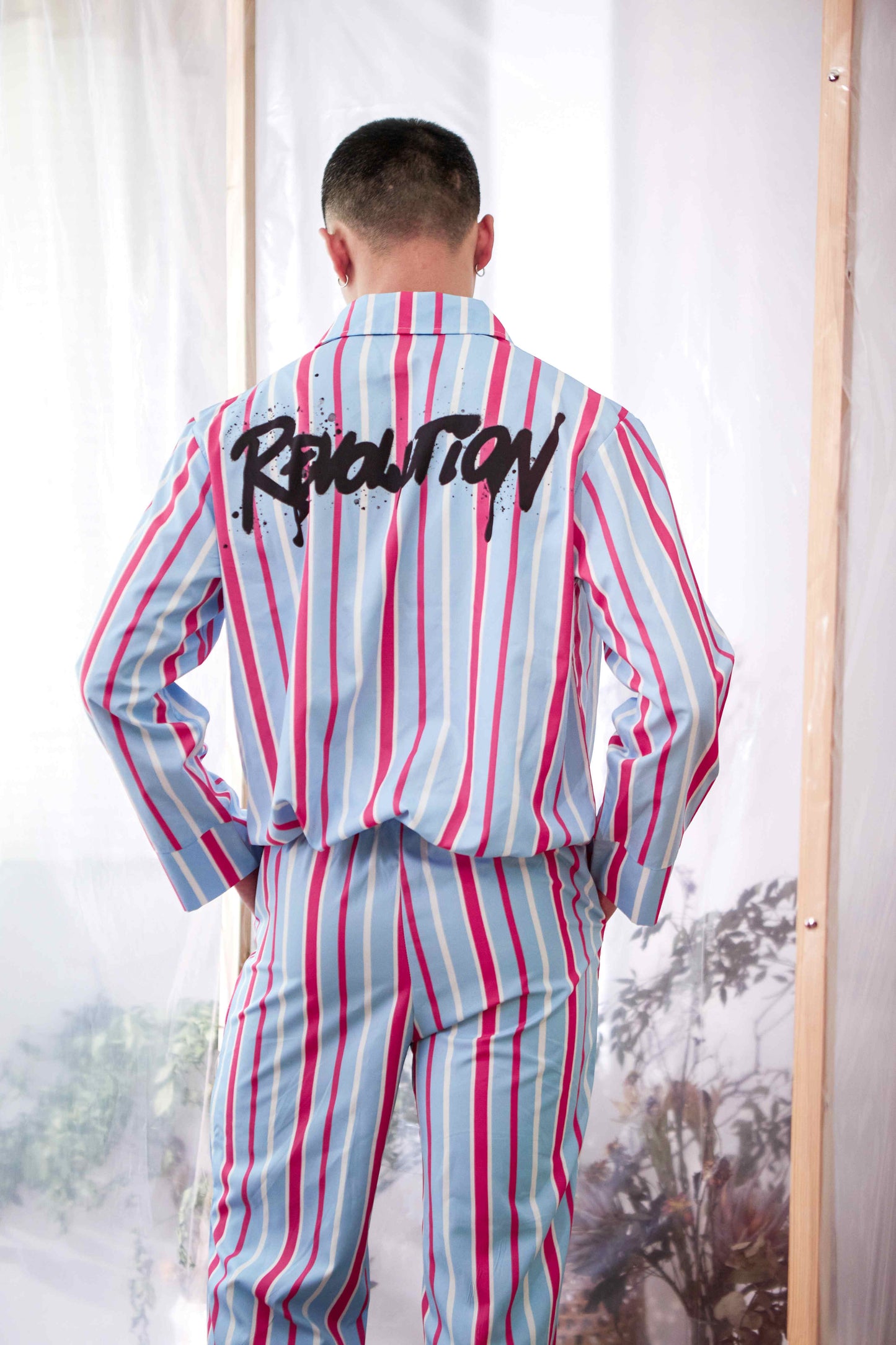 Men's Horizontal Stripe Long PJ Set