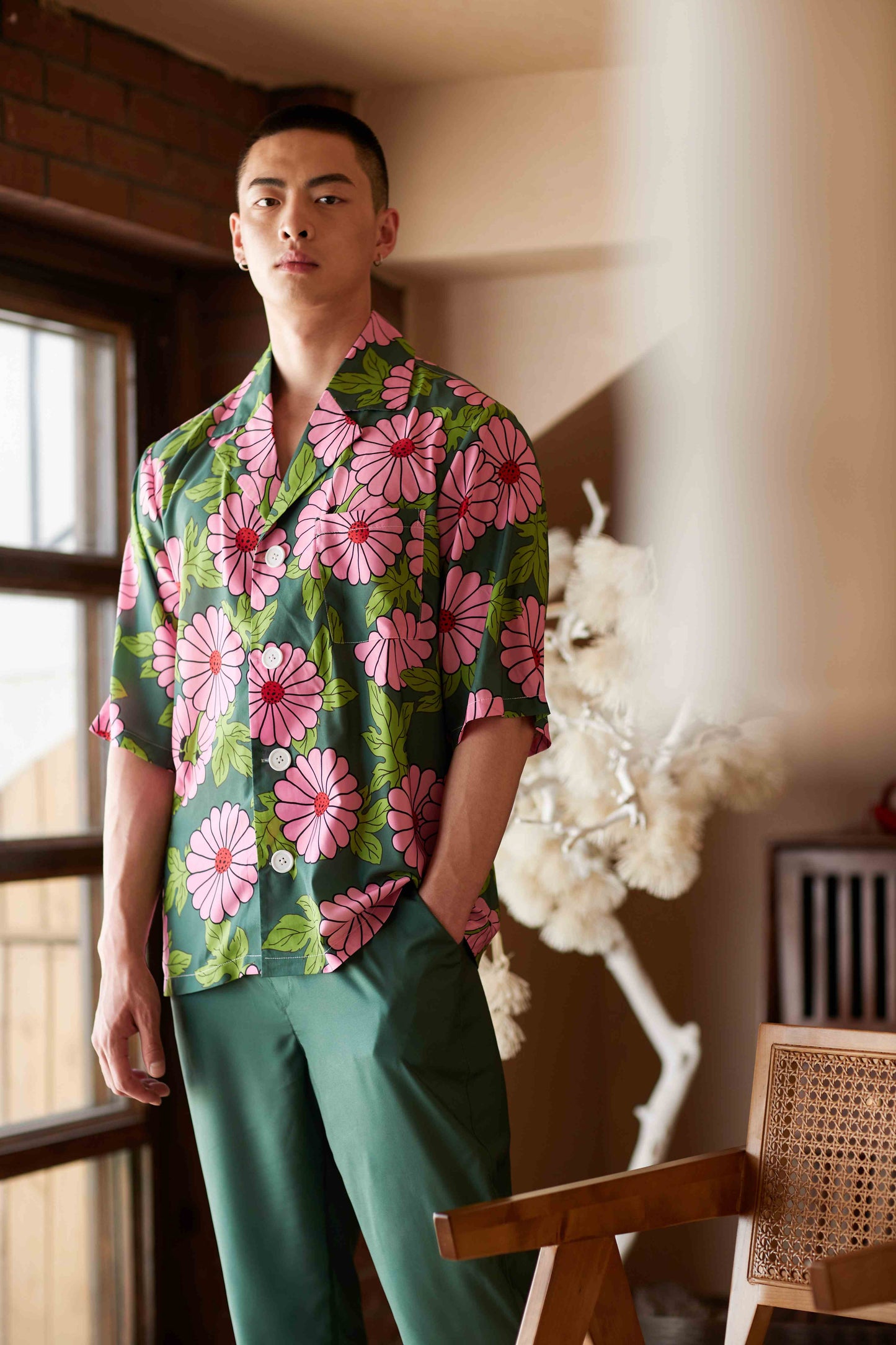 Men's Cosmos Print Long PJ Set