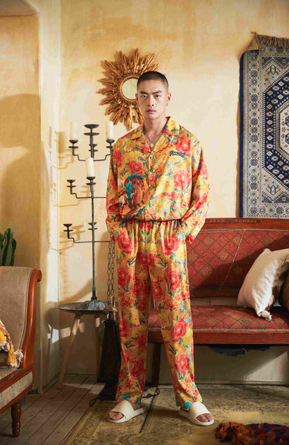 Men's Dragon Phoenix Patterns Long PJ Set