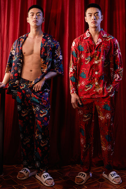 Men's Traditional Pattern All Over Print Long PJ Set