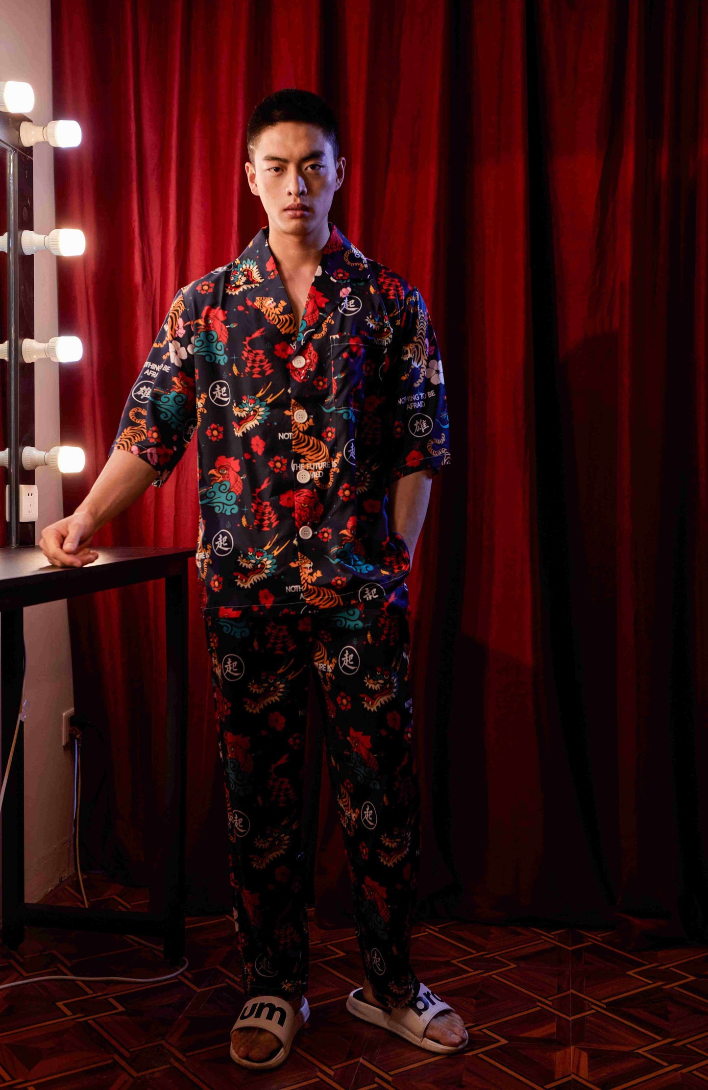 Men's Traditional Pattern All Over Print Long PJ Set