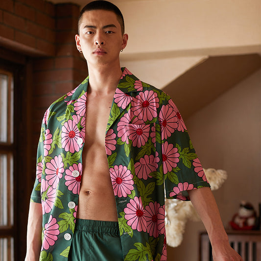 Men's Cosmos Print Long PJ Set