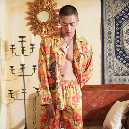 Men's Dragon Phoenix Patterns Long PJ Set