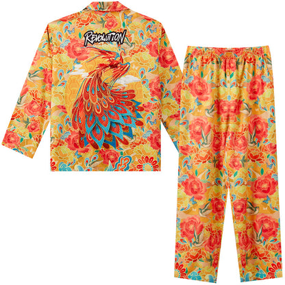 Men's Dragon Phoenix Patterns Long PJ Set