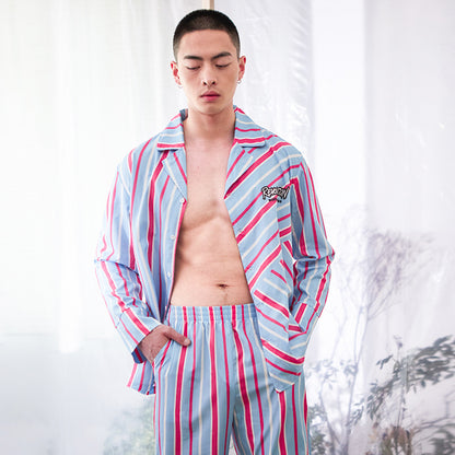 Men's Horizontal Stripe Long PJ Set