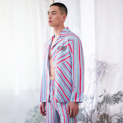 Men's Horizontal Stripe Long PJ Set