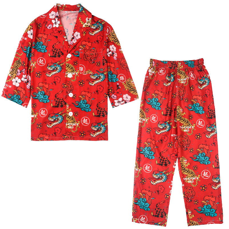 Men's Traditional Pattern All Over Print Long PJ Set