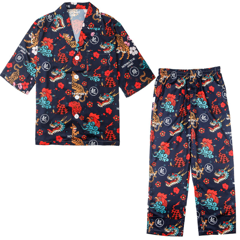 Men's Traditional Pattern All Over Print Long PJ Set